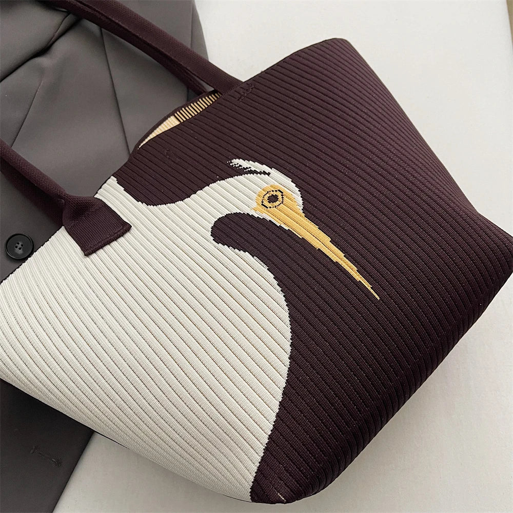 Bird Design Knitted Shoulder Bags