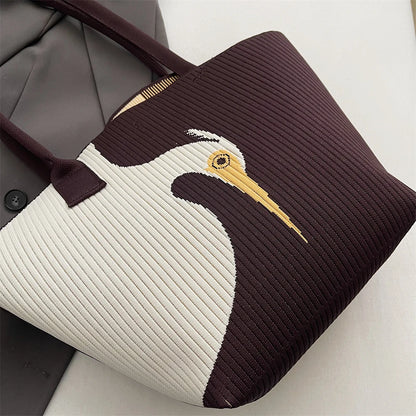 Bird Design Knitted Shoulder Bags