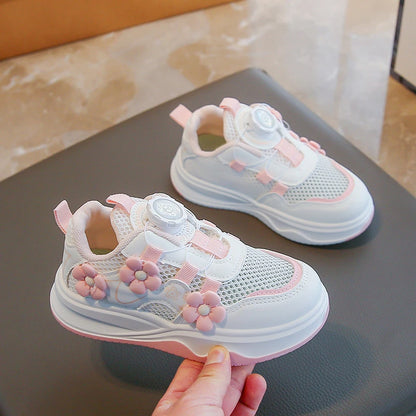 Mesh PU Leather Bow Soft Bottom Purple Sneakers
