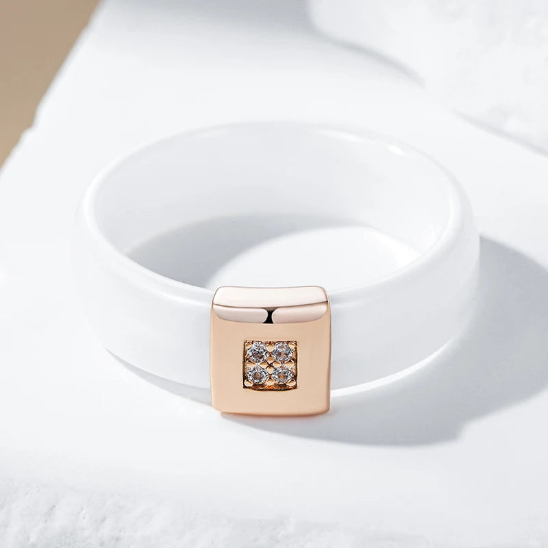 DANA Ceramic Golden Zircon Ring