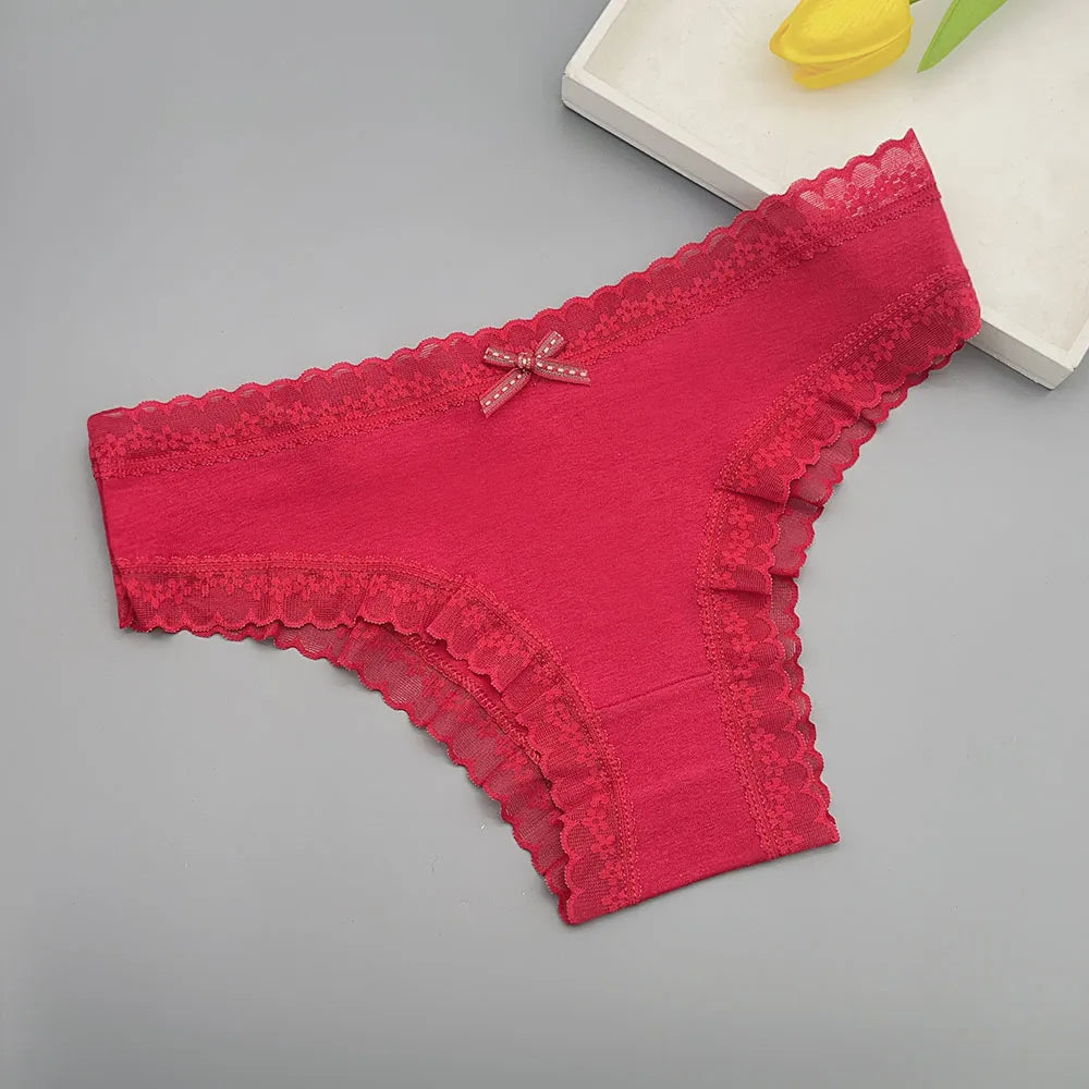 5 PCS Pantie Sexy Lace Cotton Briefs Lingerie