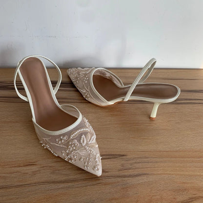 Mesh Flowers High Heels Sexy Dress Shoes