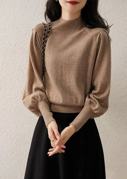 Korea Lantern Sleeve Long Sleeve High Neck Sweater Jumper