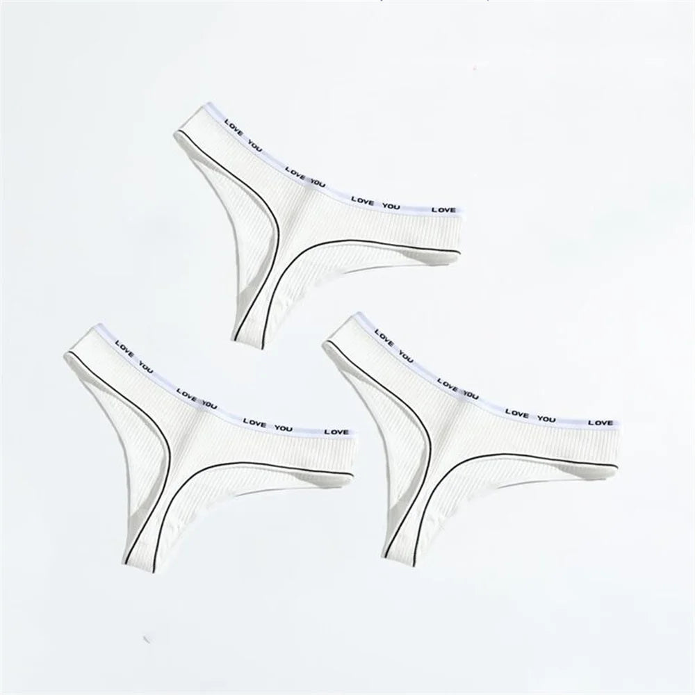 3pcs Ribbed Cotton G String Lingerie