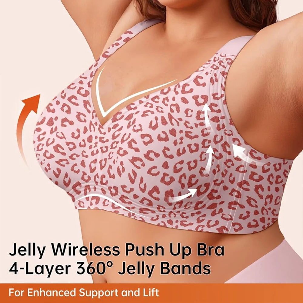 Leopard Jelly Bras No Underwire Push Up Wireless  Lift Plus Size Bras
