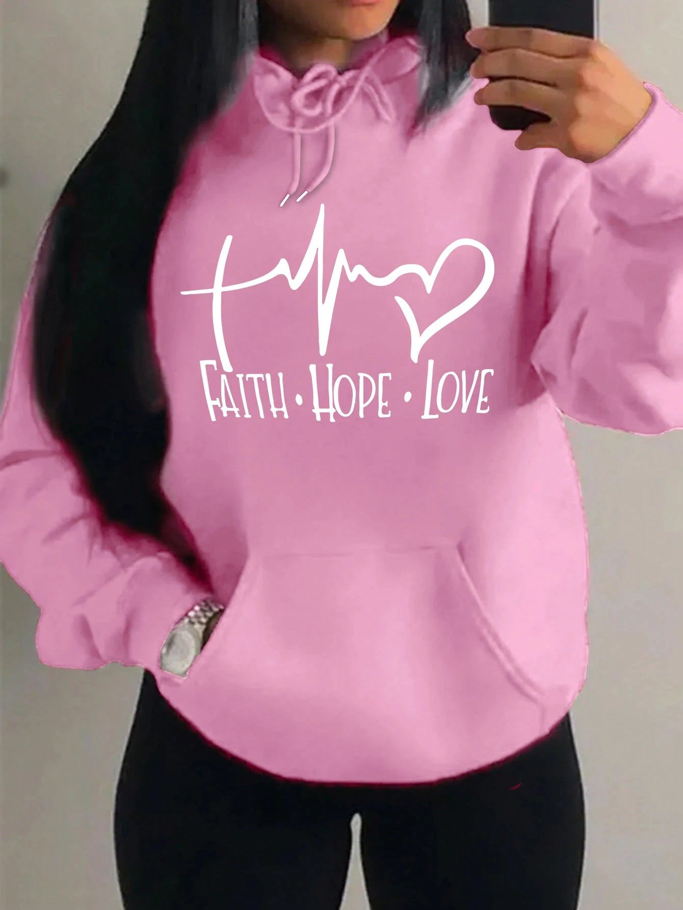 Faith Hope Love Letter Graphic Fleece Pullover