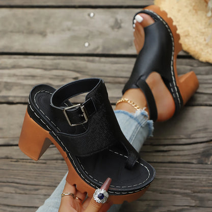 High Heel Thick Heel Open Toe Casual Plus Size Sandals