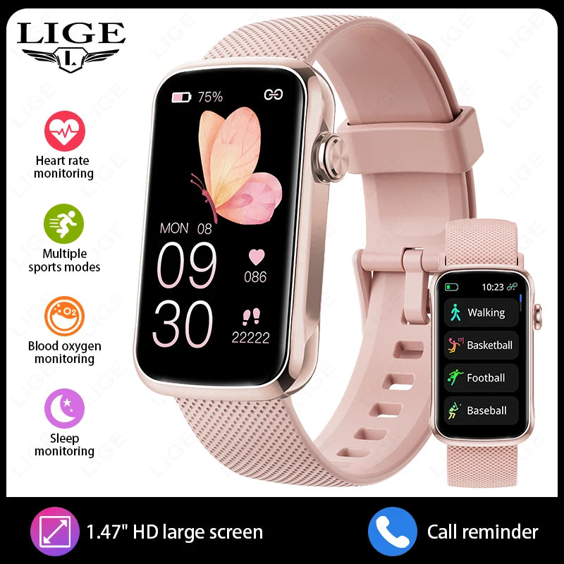 1.47'' Smart Bracelet Heart Rate Step Count Sport Fitness Health Monitor Waterproof Smartwatch