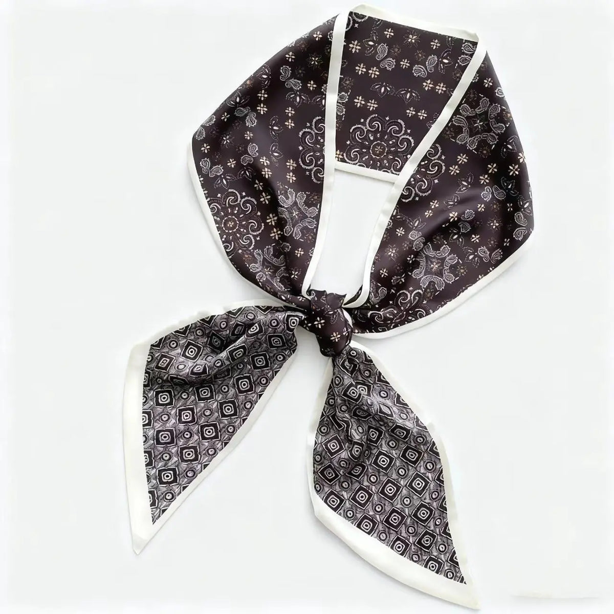 Long Silk Scarf Luxury Paisley Print Headband Soft Satin Scarves