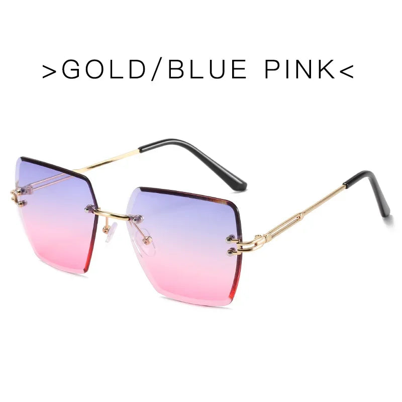 Oversized Rimless Sexy Vintage Sunglasses
