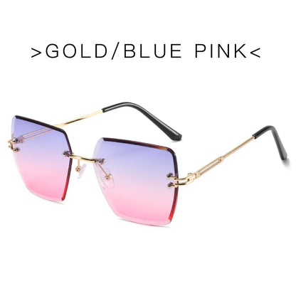 Oversized Rimless Sexy Vintage Sunglasses