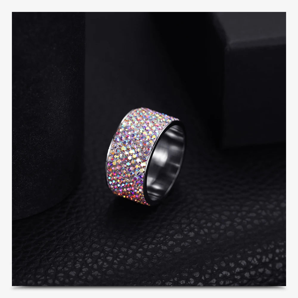 8 row Austria Crystal Stainless Steel Rings