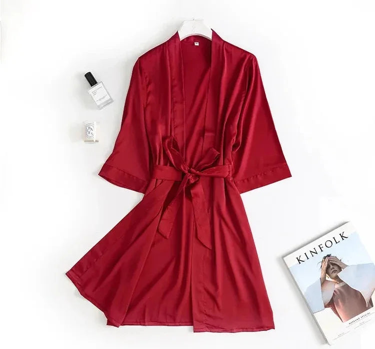 Bride Sleepwear Loose Silk Satin Robe