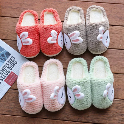 Furry Cute Flip Flops Rabbit Indoor Wooden Floor Warm Cotton Slippers
