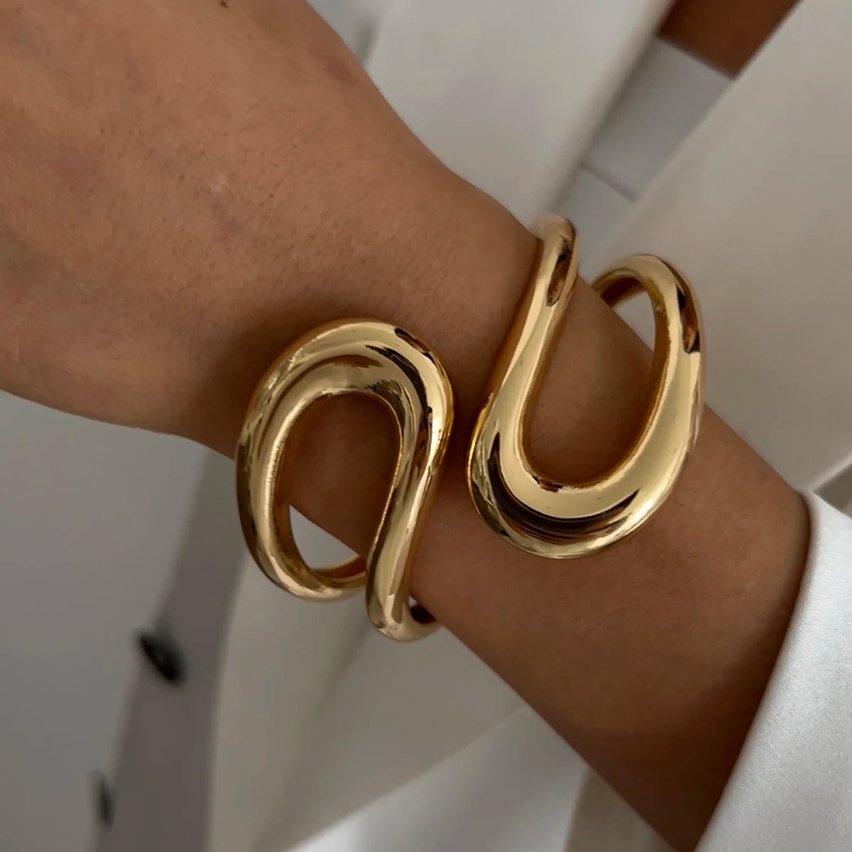 Geometric Cuff Chunky Wide Open Bracelet