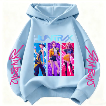 Cartoon Hunter Rumi Derpy Warm and Thick Casual Printed Purple Hoodie