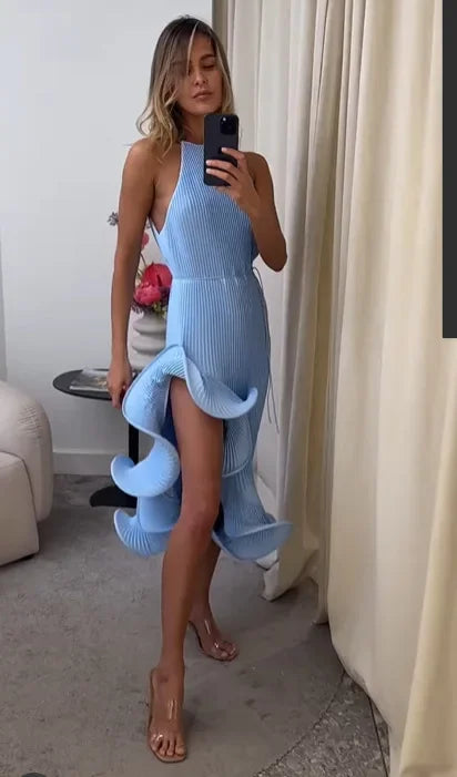 Sexy Sleeveless Knot Waist Slim Fit Midi Dress