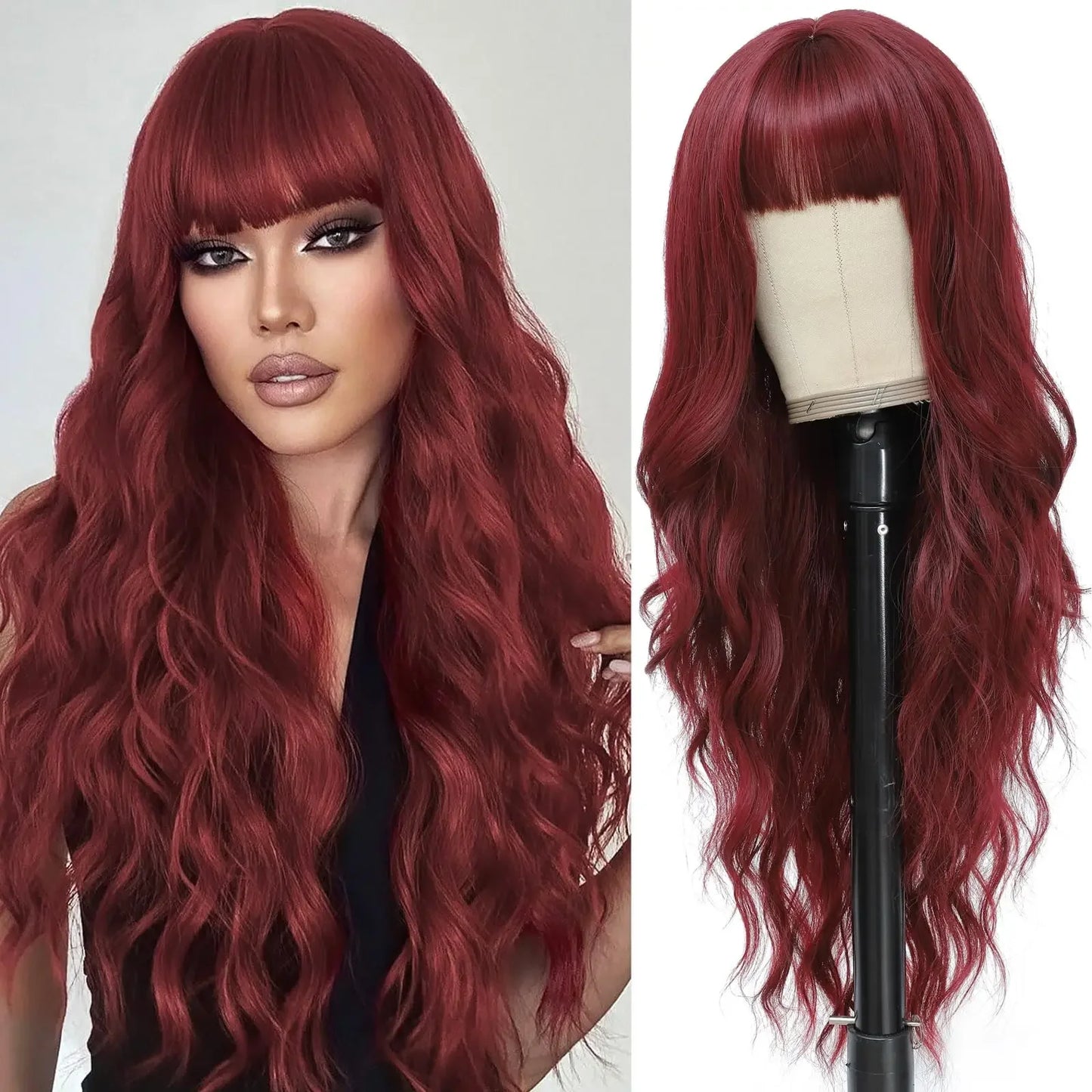 black synthetic curly wig