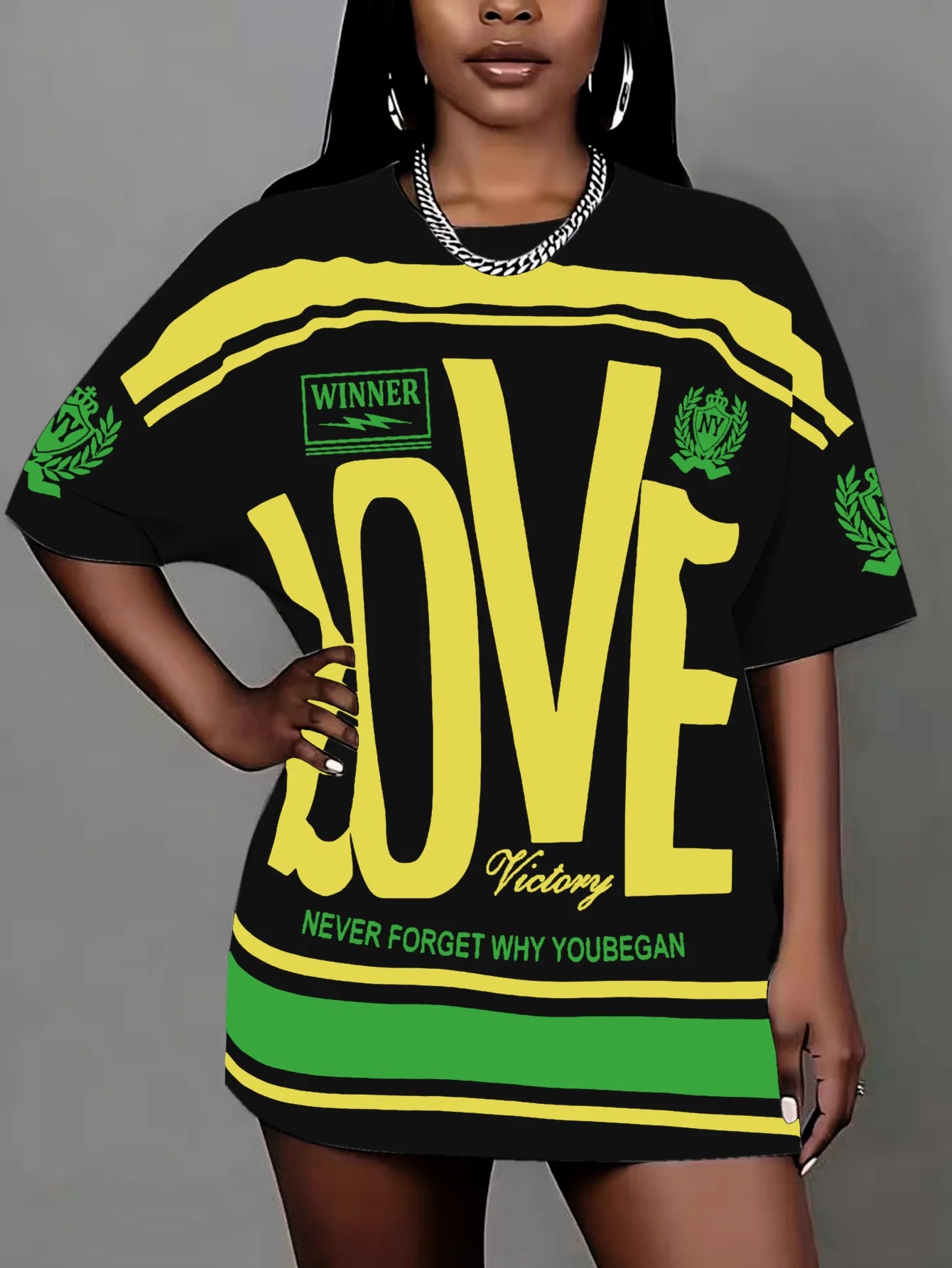 Plus size letter print T-shirt pullover