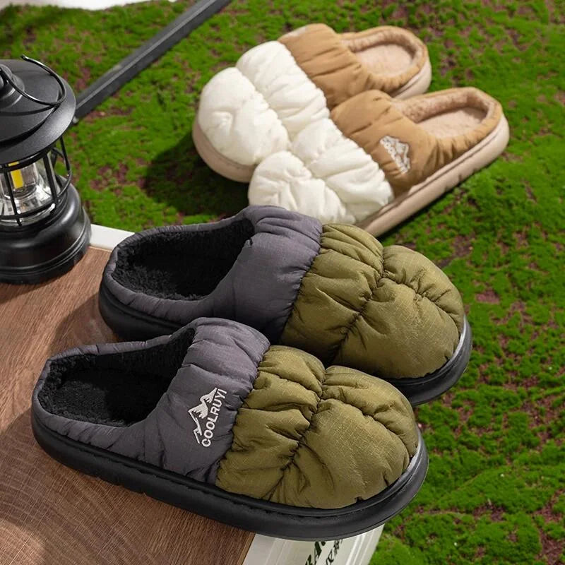 Long Plush Thick Warm Winter Waterproof Unisex Non Slip Cotton Slippers