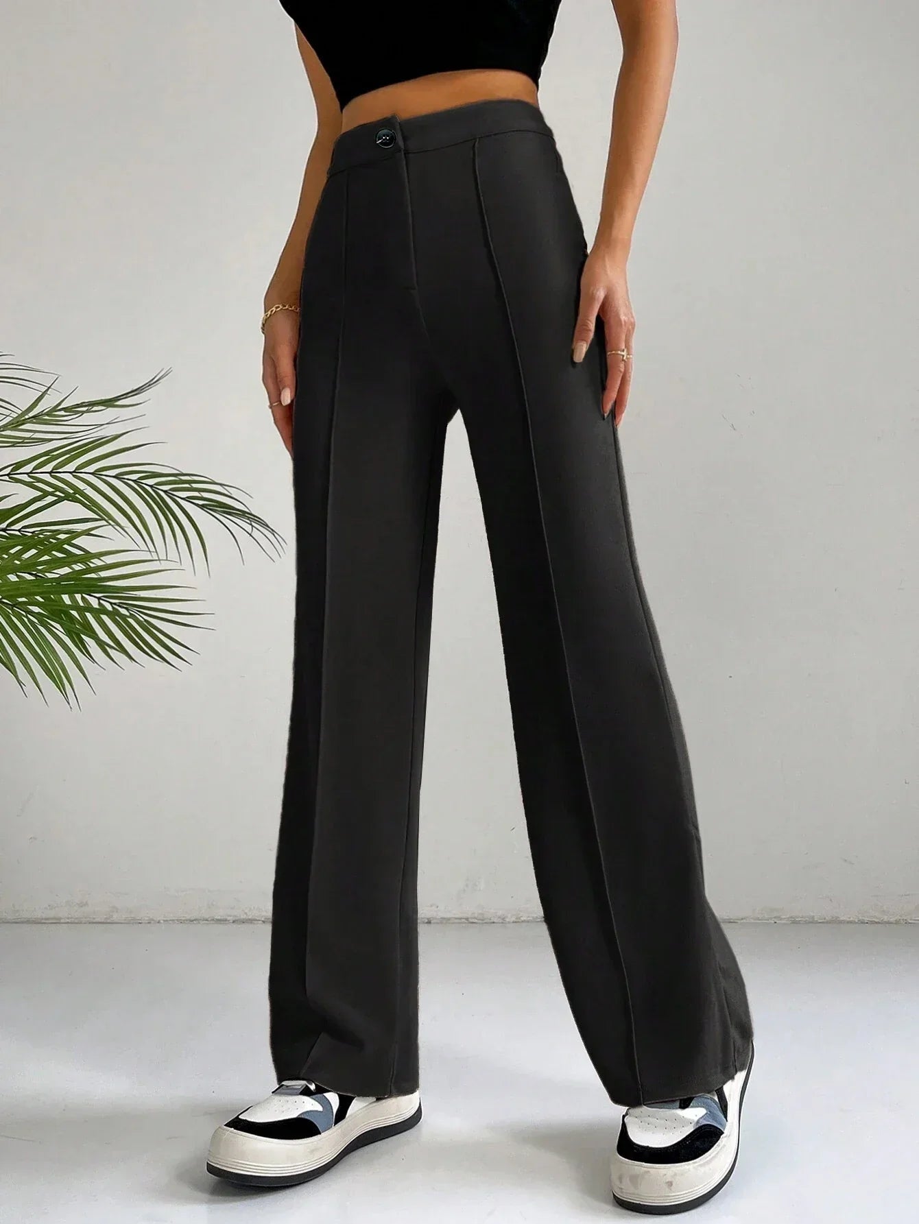 High Waist Straight Leg Pants