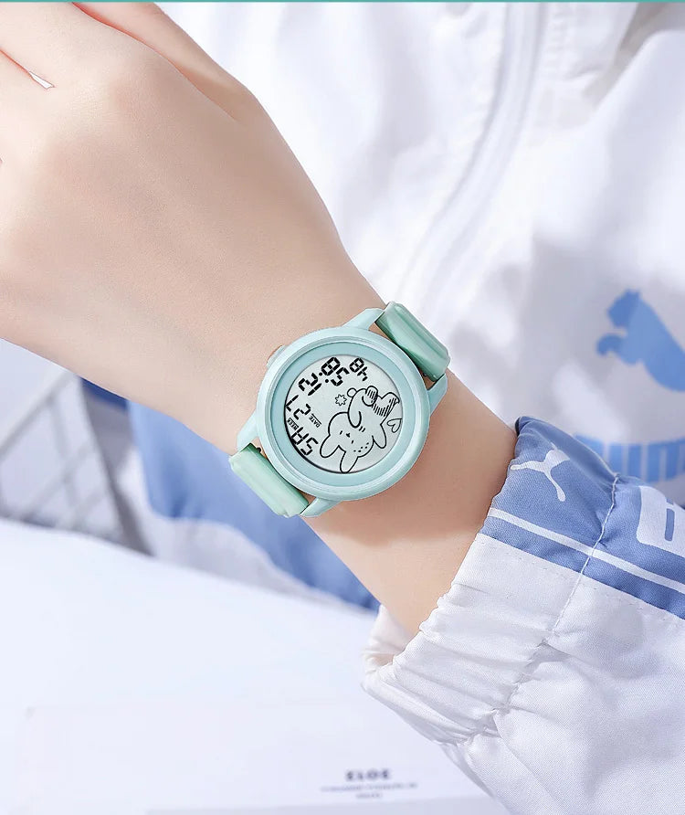 Unisex Digital Carton Rabbit LED Waterproof Watches