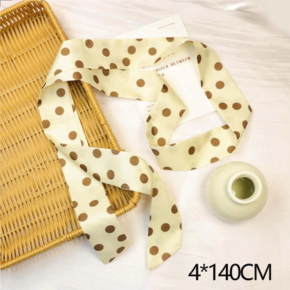 Narrow Long Scarf Polka Dot Tie Bag Ribbon Headband Choker