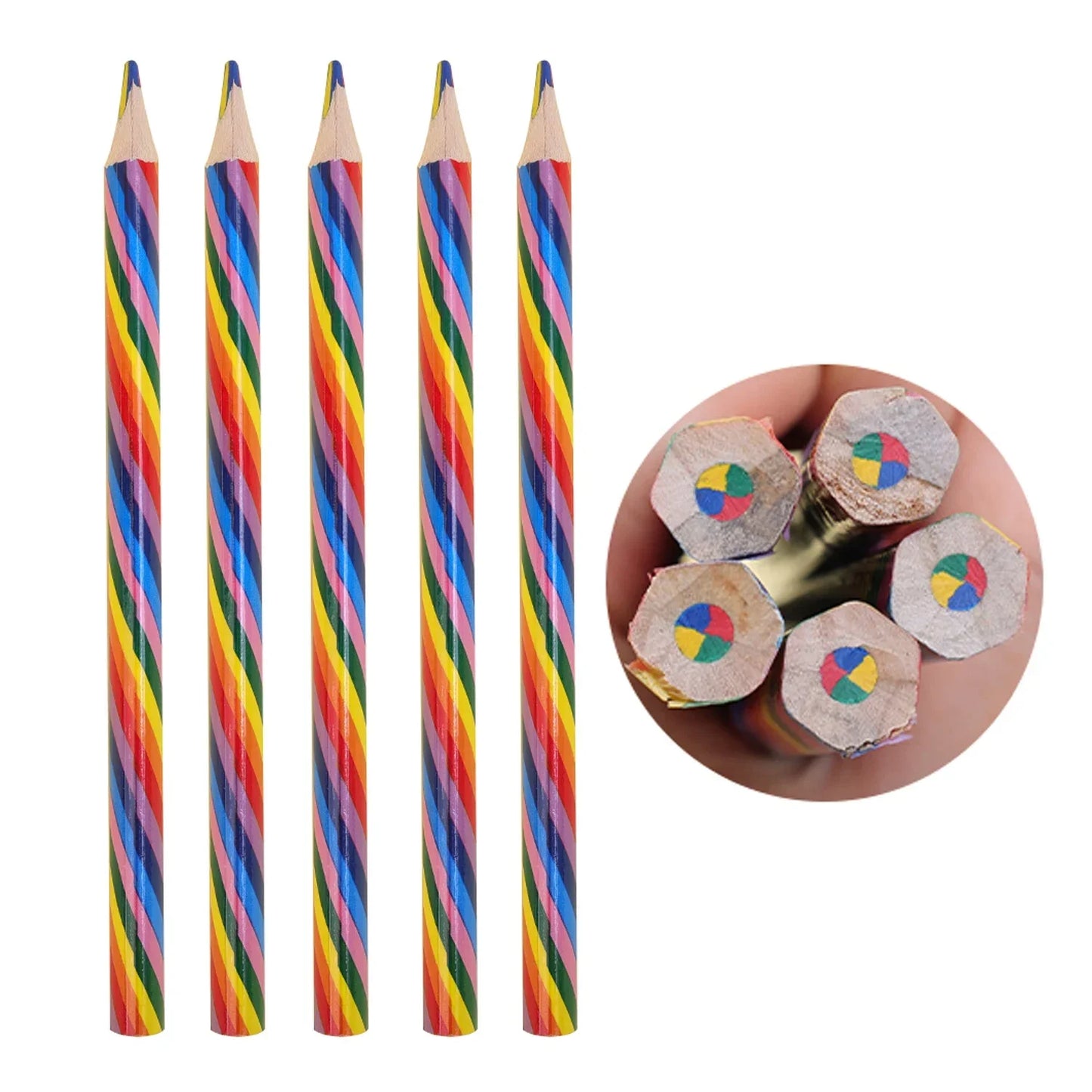 4 Color Concentric Rainbow Pencil Wooden Bulk Rainbow Pencil