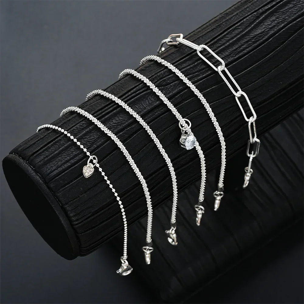 DANA 6Pcs 925 Sterling Silver Rhinestone Bracelets