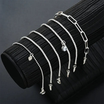 DANA 6Pcs 925 Sterling Silver Rhinestone Bracelets