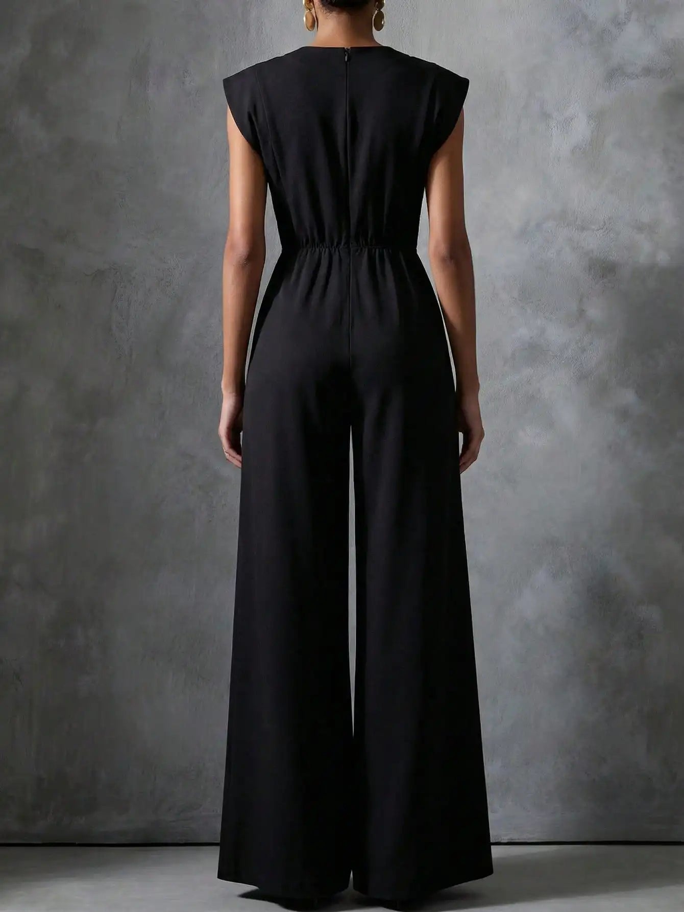 Jumpsuits & Rompers Black Sleeveless Wide Leg