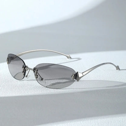 Frameless Alloy Pink Mirror Y2K Sexy Sunglasses