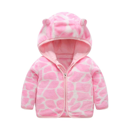 Autumn and Winter Hooded Cute Toddler 1-5 Years Flannel Jacket