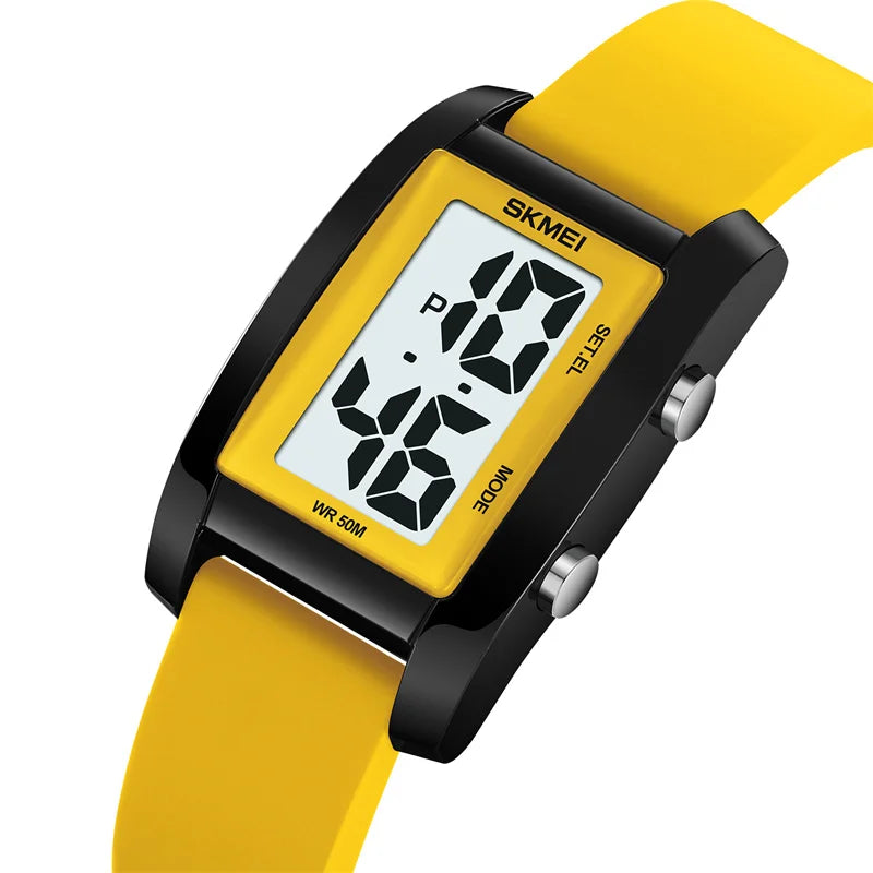 Digital with Date Week Display Silicone Strap LED Light Waterproof Wristwatch