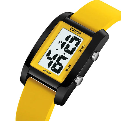 Digital with Date Week Display Silicone Strap LED Light Waterproof Wristwatch