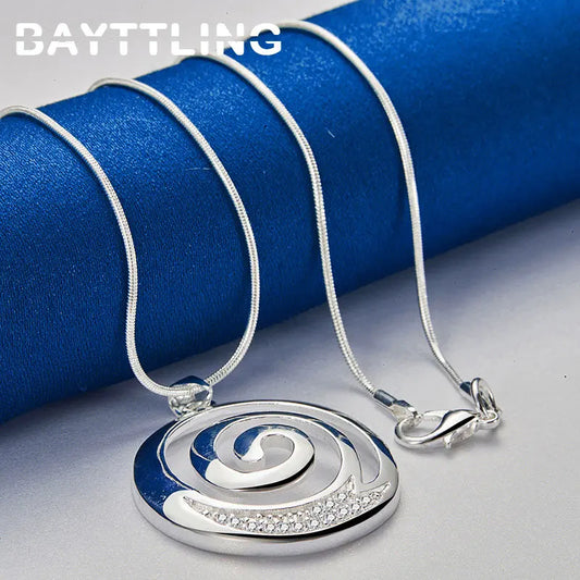 925 Sterling Silver Hip Hop Round Zircon Necklace