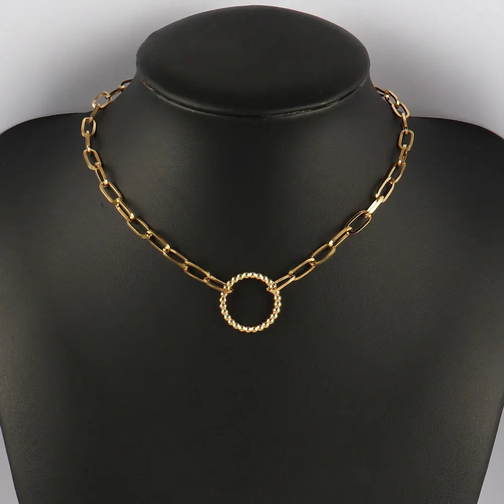 316L Stainless Steel Choker Heart Clavicle Chain Necklaces
