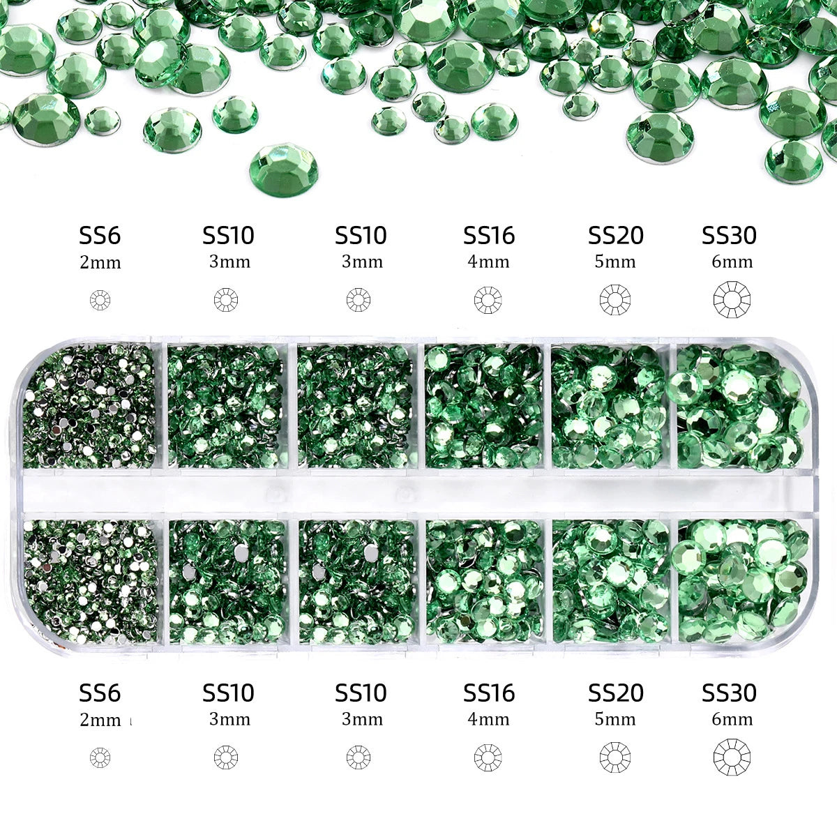 2400pcs+ Shiny Clear Crystal Gems Nail Rhinestones