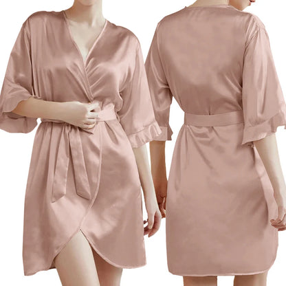 Rose Gold Bathrobe White Letter Bride Bridesmaid  Set