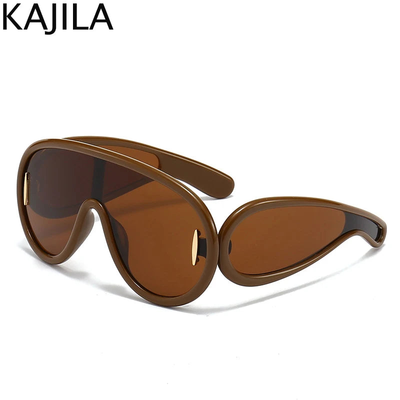 Oversized Wave Mask Luxury Steampunk Sunglasses