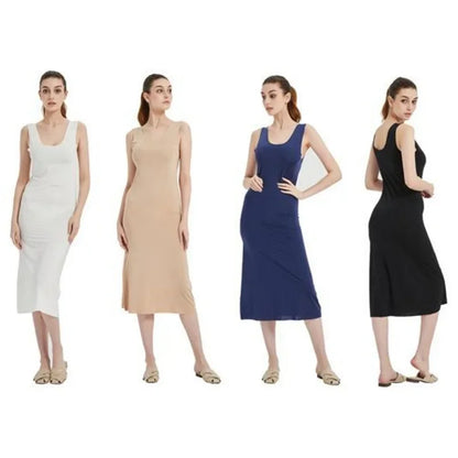 Ice Silk Slips Long Midi Dress