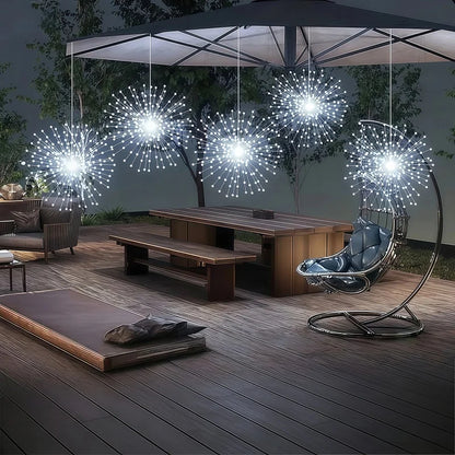 4/5pcs Solar Hanging Firework Lights for Eaves Solar Powered with Light Sensor Control