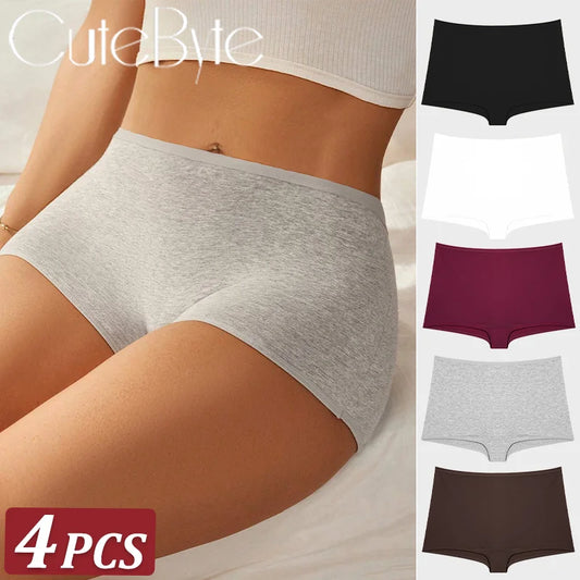 4PCS Cotton Seamless Sports Boxers Underwear  Briefs Cozy Lingerie XS-XL