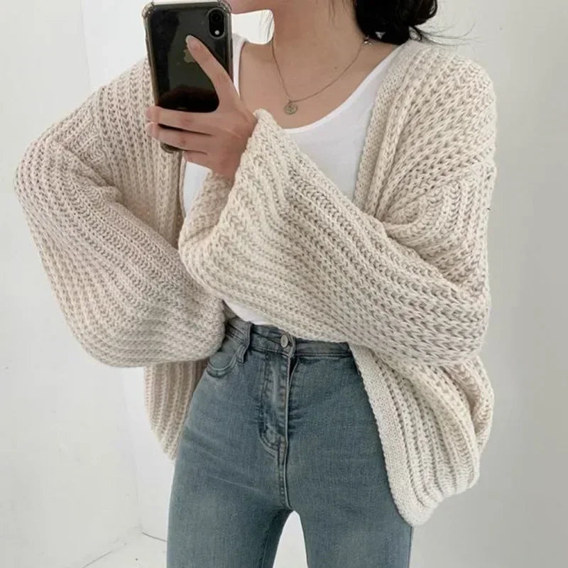 Chic Korean Short Cardigans Minimalist Sweater