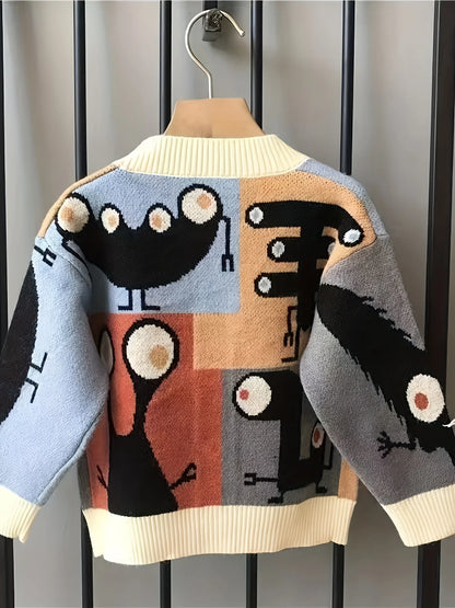 Autumn and Winter Knitted Sweaters Cartoon Cardigans Korean Style Jackets