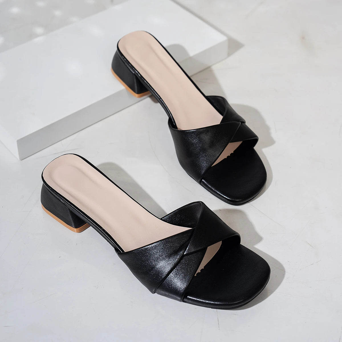 DANA Open Toe Leather Slippers