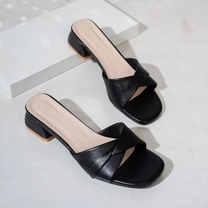 DANA Open Toe Leather Slippers