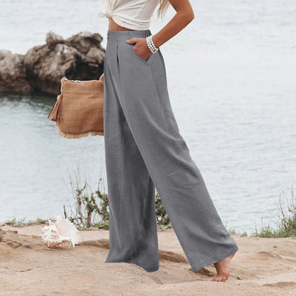 Cotton-Linen Casual Lightweight Elastic Waist Lounge Pants