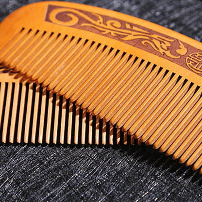 Natural Peach Wood Hair Comb Close Teeth Anti-static Brash
