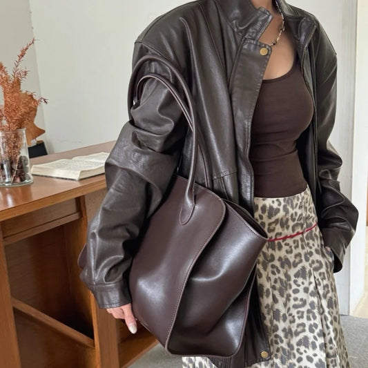 Cowhide Leather Tote Large Capacity Bags
